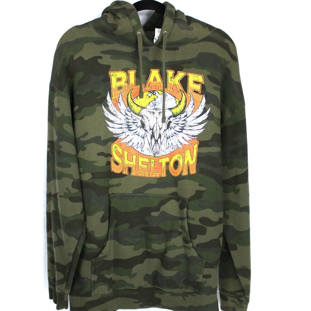 Blake Shelton Pullover Hoodie Men's Size Large Green Camo Country Music
